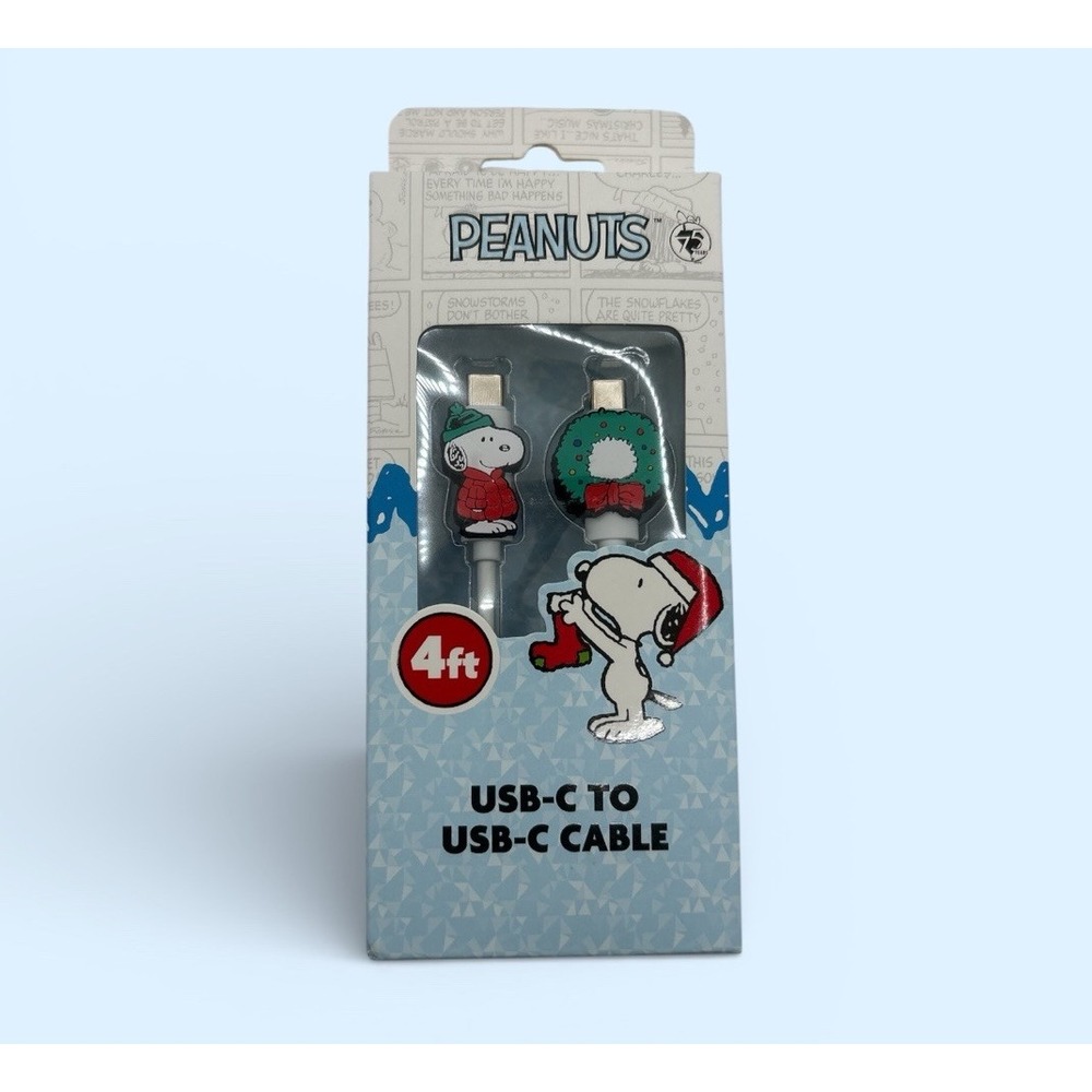Peanuts Snoopy  4Ft USB-C To USBC Charger Cable Devices Holidays Christmas NIB